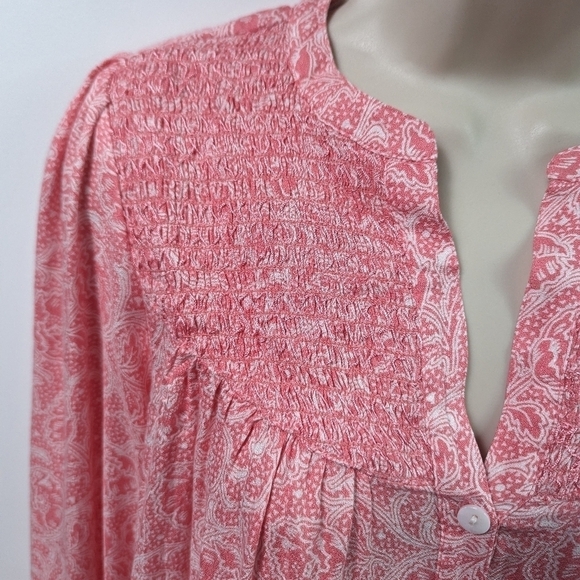 Lucky Brand Printed Button Down Pintuck Top Sz XS - Picture 7 of 10